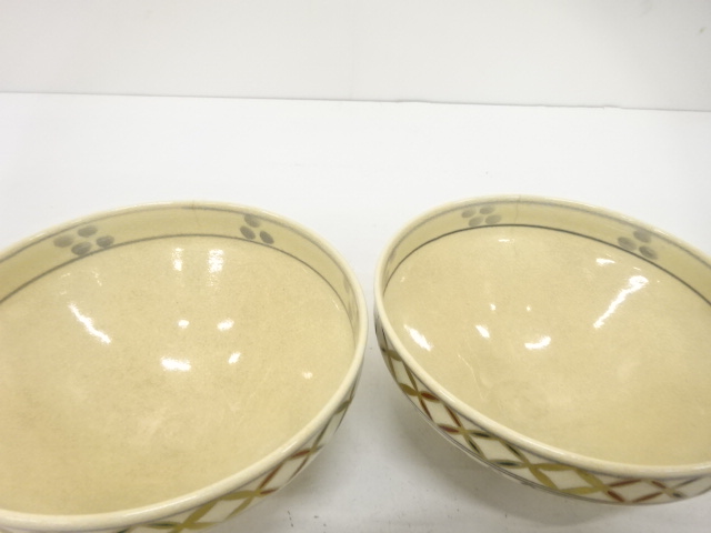  清閑寺窯　杉田祥平造　色絵　七宝　安南　唐草画　茶碗　10客揃